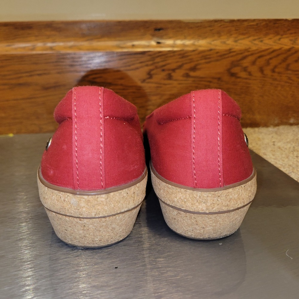Grasshoppers Womens Red Canvas Cork Wedge Loafers Knotted Rope Slip On Shoes - Picture 7 of 9
